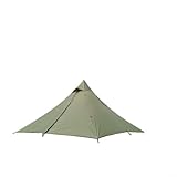 Tienda de campaña piramidal ligera para 2 personas con puertas dobles, ventilación de humo y tela ignífuga, refugio cálido resistente al viento para senderismo al aire libre (tienda exterior verde)