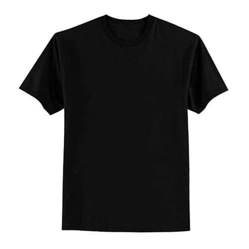 Image of Mens Plain Black T-Shirt Classic Round Neck Half Sleeve