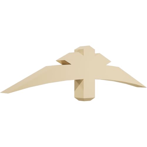 48"W x 12"H x 4"D x 4"F, 6/12 Pitch, Alberta Signature Urethane Gable Bracket, Primed Tan
