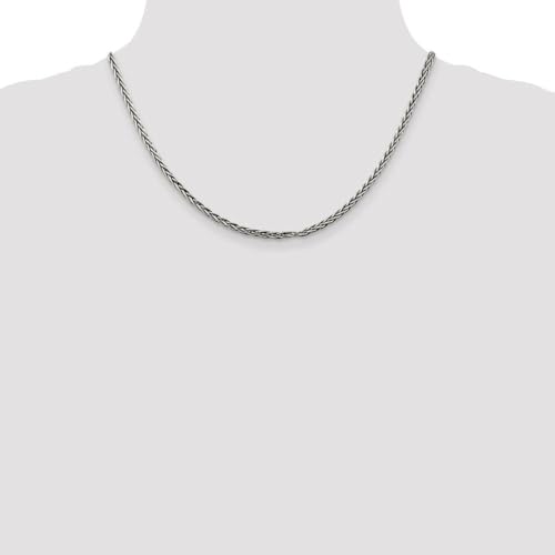 The Black Bow 3.25mm, Sterling Silver Antiqued Solid Spiga Chain Necklace2