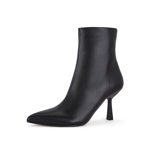 Women's Pointed Toe Ankle Boots with Stiletto Heels and Side Zipper