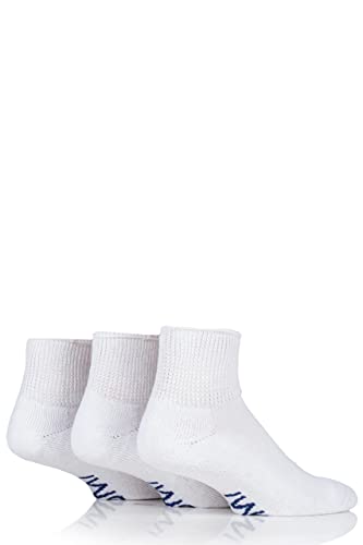 Image of IOMI SOCKSHOP FootNurse Diabetic Ankle Socks Mens and Ladies Short Length Wider Cuff Cushioned Seamless - Pack of 3 White 9-11