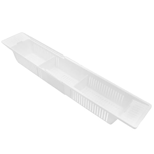 DECOMELODY Estante de Almacenamiento Retráctil para Bañera Blanco Organizador Extensible para Juguetes y Accesorios de Baño Diseño Flexible y Espacioso para Mayor Comodidad
