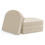 Outdoor Chair Cushions Set of 4: Waterproof & Fade Resistant Patio Furniture Cushions - 17 x 16 x 2 Inch Non Slip Round Corner Seat Cushion Pads with Removable Cover for Garden Yard Lawn, Cream