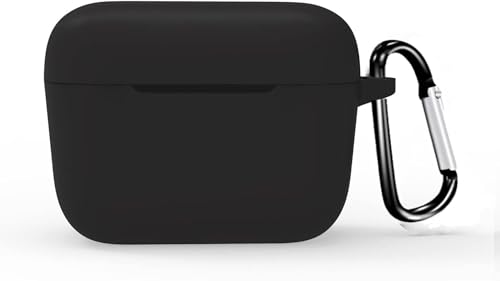 Image of Silicone Case Cover Compatible with Sennheiser Sport True Wireless /CX True Wireless /CX Plus /CX Plus SE Earbuds - with Aluminium Hook (Earbuds & Charging Case Excluded) (Black)