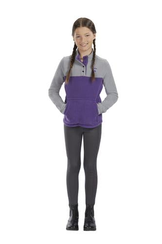 Dover Saddlery Riding Sport Kids' Equestrian Winter Knee-Patch Tech Tight - Blue - Large