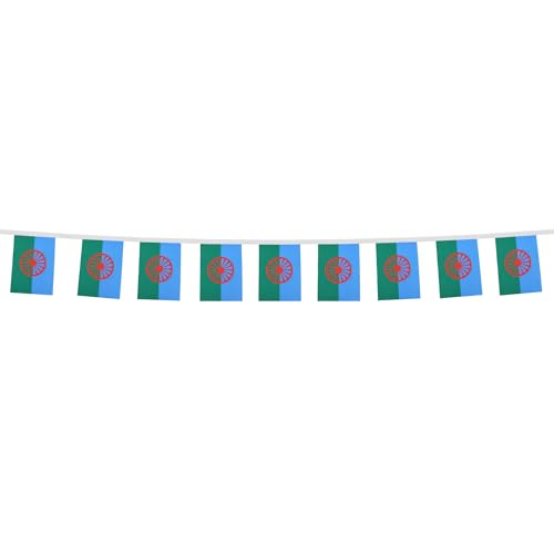 Image of AZ FLAG Gypsy 6 meters BUNTING Flag 20 flags 9'' x 6'' - Traveller STRING flags 15 x 21 cm