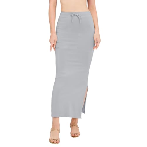 Image of DESI GIRL Cotton Lycra Stretchable Saree Shapewear Petticoat with Drawstring for Women | Fishcut Saree Petticoat with Side Slit for Easy Movement | Saree Shaper | Long inskirt
