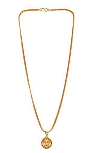 Image of Handicraft Kottage 1 gm Micro Gold plated Stylesh Modern Brass Chain Pendant locket Necklace for Men,women and kids Ganesh ganapti ganpati bappa (Style2)