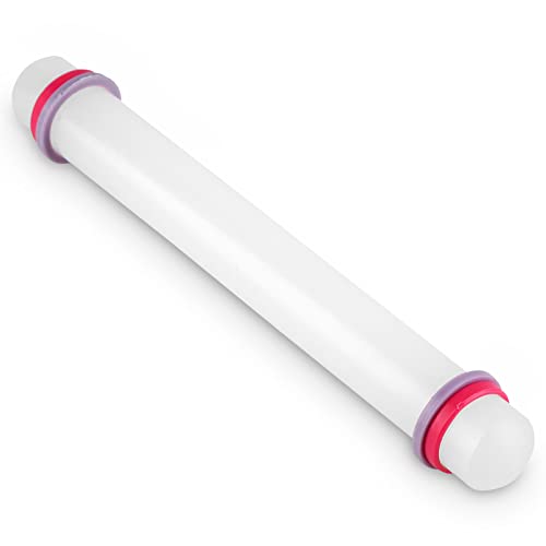 Rouleau à Pâtisserie, Rouleau à Pâtisserie Antiadhésif, Rouleau à Pâtisseries Fondant, Rouleau Patisserie Ajustable avec Anneaux Amovibles pour Pizza, Pâte, Biscuit, Cookie, Pâtisserie, 22cm