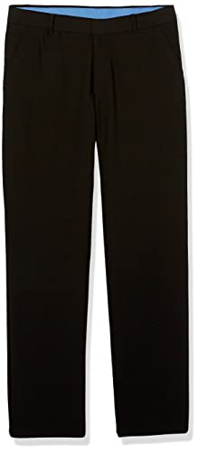 IZOD boys Bi-stretch Flat Front Dress Pants, Black Twill, 20 Husky
