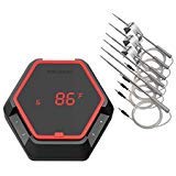 Inkbird IBT-6XS Meat Probe Bluetooth Wireless Grill Thermometer for Smoker Six Probes Digital Oven Weber BBQ Thermometer Kitchen Food Candy Thermometers Grilling (Red)