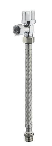 Kit WC flexible de 15 centímetros + Grifo en ángulo de 1/4 de vuelta cromado MF 3/8' QUICK PLOMBERIE