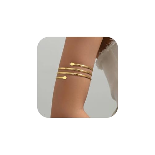 Gold & Silver Arm Cuffs - Women's Dainty Adjustable Bangle Fashion Jewelry