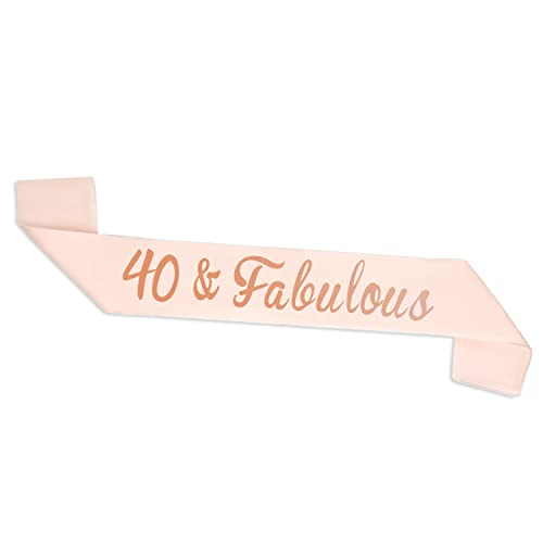 ALLY-MAGIC 40th Birthday Sash Rose Gold 40 & Fabulous Sash for Women Happy 40th Birthday Gift Party Decorations Supplies Accessories Y3FABJD (40 FABULOUS)