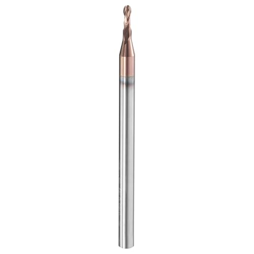 Image of HARFINGTON Ball Nose End Mill 2 Flute 0.063 inch Diameter 1 /8 inch Shank Tungsten Carbide Uncoated Spiral CNC Router Bits 0.189 inch Cutting Length Single End Ball for Carving Engraving Grinding
