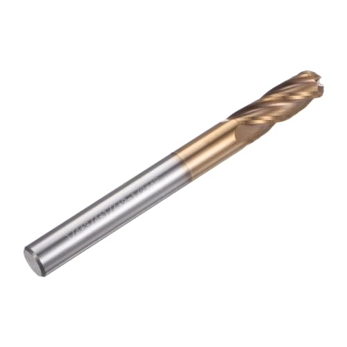 Image of HARFINGTON Ball Nose End Mill 4 Flute 1 /4 inch Diameter 1 /4 inch Shank Tungsten Carbide Tail Coated Spiral CNC Router Bits 3 /4 inch Cutting Length Single End Ball Cutting Tool for Carving Engraving