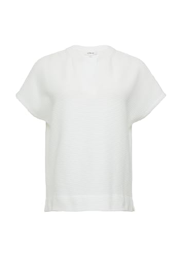 Miękki t-shirt o luźnym kroju ze strukturą, écru, 38