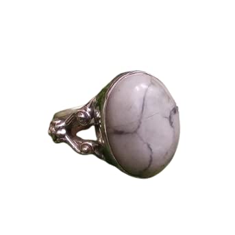 White Howlite Ring, 925 Sterling Silver Ring, Bohemian Ring, Turquoise Howlite Ring, Gypsy Ring, Oval Shape Ring, Vintage Style, Promise Ring, Buffalo Ring, Bridesmaids Gift For Her, Healing Crystal