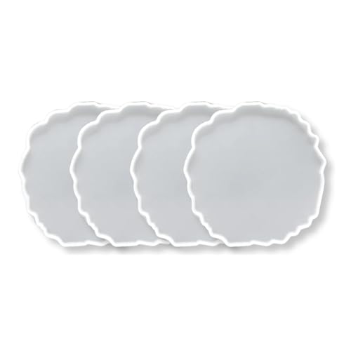Image of R H Lifestyle Silicone Moulds Round Resin Art Mould Agate Coaster Mould for Resin Art Epoxy Casting Mould Tray Photo Frame Mold Resin Coaster Mould Set of 4, 5 Inch