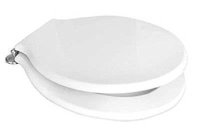 Pozzi GinoriMontebianco Series Toilet Seat 07761 Replacement Seat with Chrome Hinges White