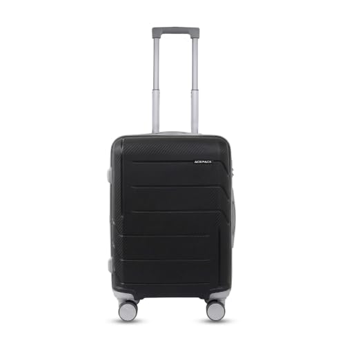 Image of ACEPACK Orion Polypropylene (PP) Cabin Suitcase 55 cm | Lightweight Hard Shell Trolley Bag with 360 Silent Spinner Wheels, Number Lock, Telescopic Handle & Corner Guards | 30-45L Carry-On Luggage