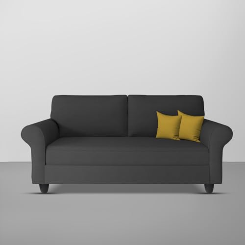Image of BRAXTONE Aaron 2 Seater Sofa Set for Living Room (Black Fabric) Premium Fabric Sofa