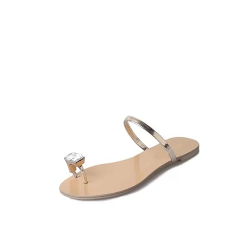 Womens Sandals Flat toe flip flops women's flat heel rhinestone slip-on sandals for women