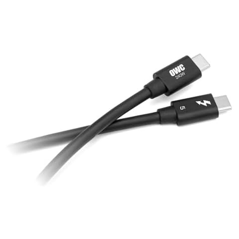OWC 1.0M Thunderbolt 5 (USB-C) Cable,up to 80Gb/s of bi-Directional Data Speed, up to 120Gb/s for Higher Display Bandwidth, 240W Cover