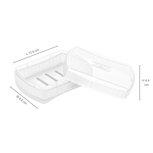Image of FLAIR Estella Soap Case with Drainage | Reusable & Durable Soap Box | Modern Bathroom Soap Holder (1, Clear)