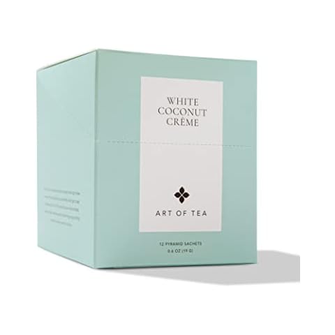 Art of Tea | Organic White Coconut Crème | 12 Count Eco Friendly Sampler Box Assortment | Premium Caffeinated Organic White Tea Variety | Biodegradable Sachets Cover