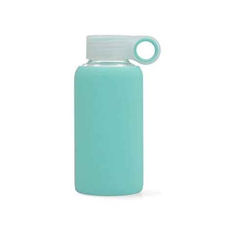 Botella vidrio con funda silicona turquesa 0,35L Quid QUIDATE Cover