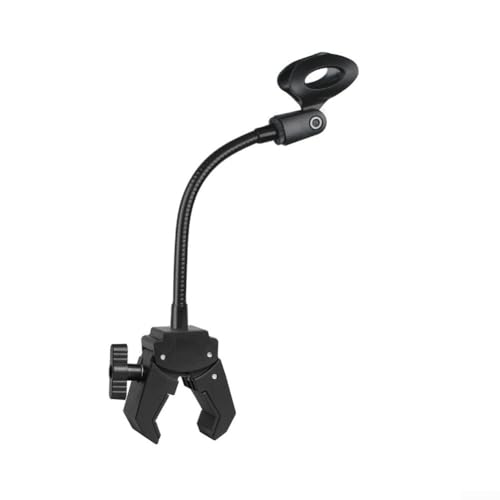 Pied de micro flexible réglable en col de cygne avec pince sécurisée, matériau ABS de 20 cm, comprend un adaptateur de 3/8