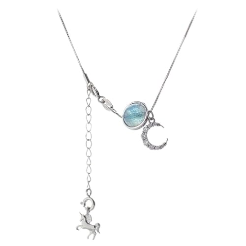 Collier cheval lune pendentif en pierre, le cadeau idéal pour fille