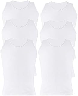 Kids Vests Boys Girls Cotton Vest Plain White Top Back to School Childrens Underwear, Pack of 6