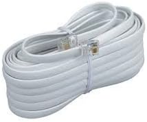 Bistras 50 Ft 4C Telephone Extension Cord Cable Line Wire, for Any Phone, Modem, Fax Machine, Answering Machine, Caller ID, White