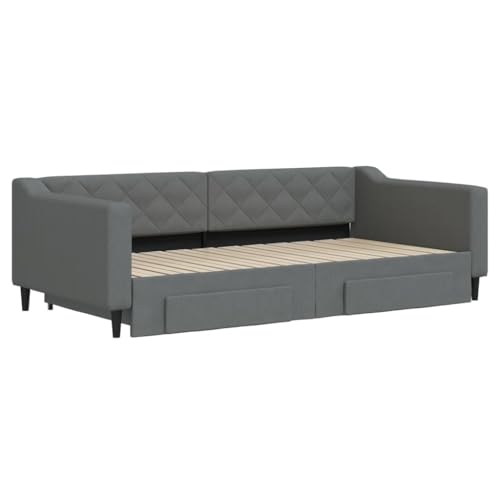 vidaXL Sofá Cama Nido con cajones Tela Gris Oscuro 100x200 cm - imagen 4