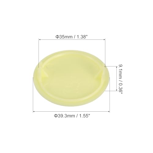 Image of uxcell 20Pcs Hinge Hole Covers, 35mm(1 3 /8 inch) Dia Plastic Concealed Hole Cover Round Flush Type Caps for Furniture Cabinet Cupboard, Yellow