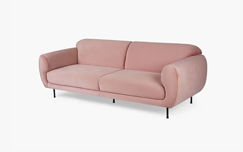 Image of Velvet Contemperory Sofa with Cushion Chaise Lounge Sectional Sofa Perfect for Living Room & Bedroom Guests Home & Office (3 Seater Velvet Pink, 3+1)