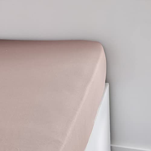 Today Essential - Drap Housse 90X190 cm 1 Personne Jersey 100% Coton Uni, Rose des Sables