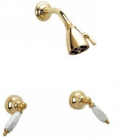 Phylrich K3158B_015 - Carrara Two Handle Shower Set, White Marble Lever Handles