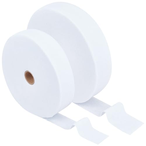 BENECREAT 2 Rolls 2 Size White Jelly Roll Batting Strip, Polyester Cotton Blend Batting Upholstery Roll for Jelly Roll Rugs, Braided Rug, Throw Rugs, Purses, Total 98.4 Yards