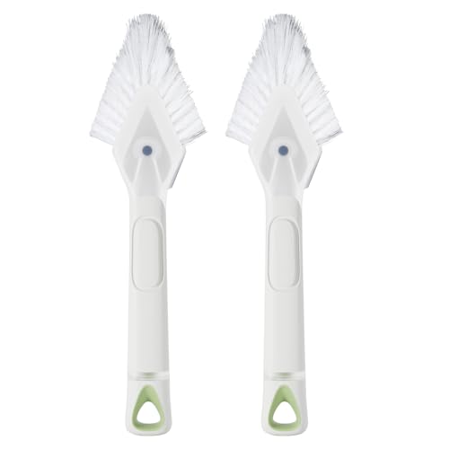 RIMAY Hard Bristle Crevice Cleaning Brush with Soap Dispenser 2 Pcs, Multifunctional Gap Scrub...