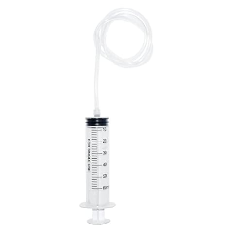 Karlling 60 ML CC Large Plastic Syringe Without Needle for Liquid Nutrient Measuring,Scientific Lab with 80cm Handy Tube Cover