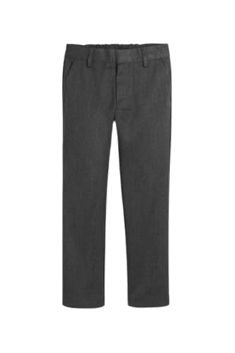 Pantalones de uniforme escolar para niños con cintura ajustable, color negro, gris y azul marino, talla 2-17, gris, 15 años delgado