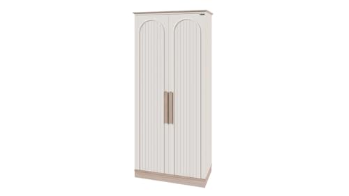 Donne's Home Armario de 2 puertas con base Bohemsoft – Armario modular de madera (derecha/izquierda) con LED y cierre suave, diseño de arco, beige, 59 x 211 x 93 cm
