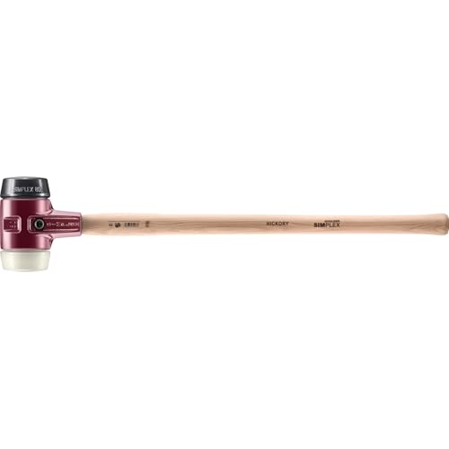 Image of Halder Simplex SledgeHammer 3028.081 - Medium-Hard Rubber Insert, Nylon Insert, Cast Iron Housing with Handle Protection Sleeve, Varnished Wooden Handle, 80mm, 7.6 lbs.