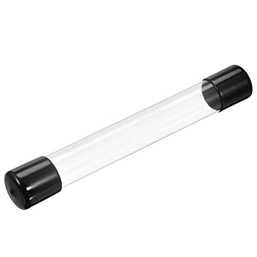 Image of PATIKIL Clear Rigid Tube Round Plastic Tubing with Black Rubber Caps Polycarbonate Water Pipe, 305mm / 12 Inch Length, 26mmx28mm /1.02 inchx1.1 inch, 1 Set