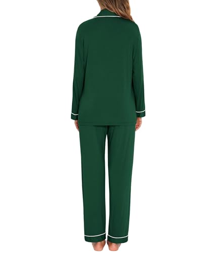 Image of Women's Pajama Sets Long Sleeve Sleepwear Button Up Shirt With Pajama Pants Soft Pjs Lounge Sets