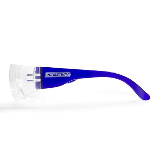 JORESTECH Eyewear Protective Safety Glasses, Polycarbonate Impact Resistant Lens Pack of 12 (Clear/Blue)